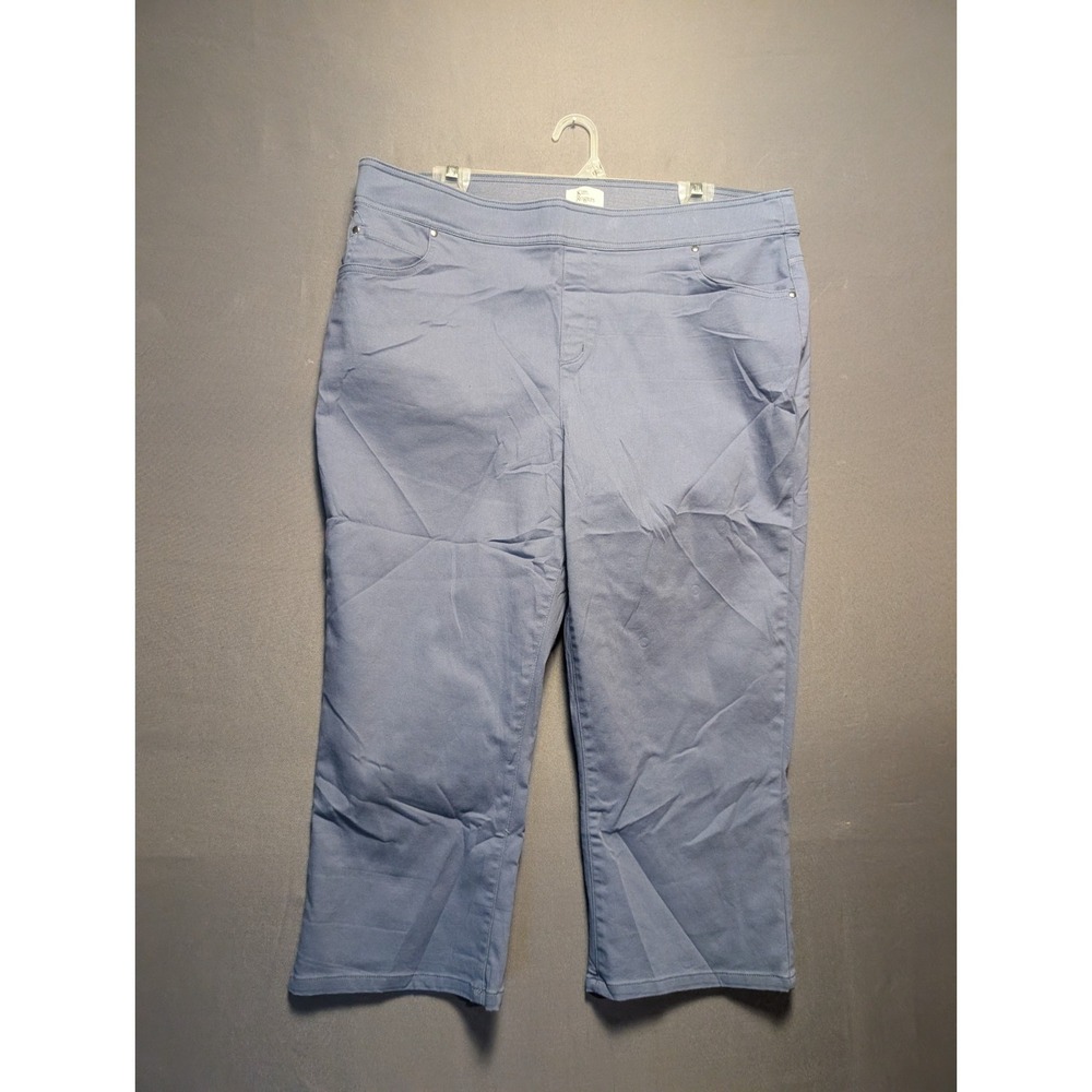 Kim Rogers Capri Pants Womens 16 Blue Flat Front Straight Leg Casual 5 Pockets